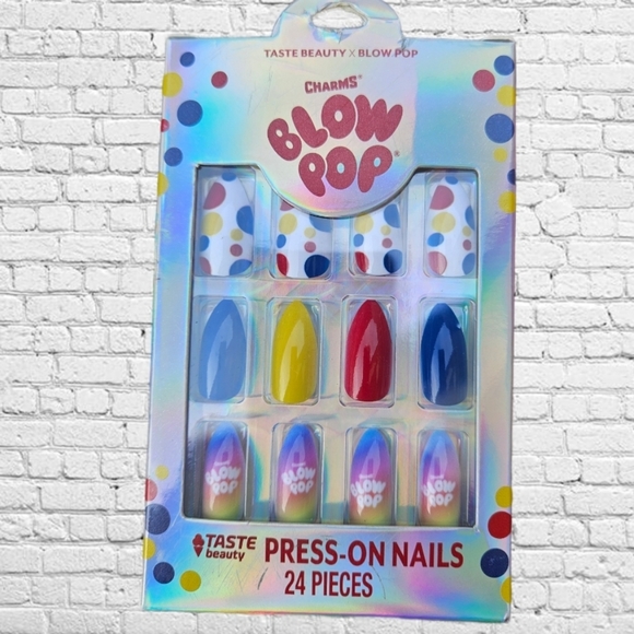 NWT/NEW Charms Blow Pop Press-On Nails 24-Pieces, Pre-Glued, Removable - Picture 1 of 3